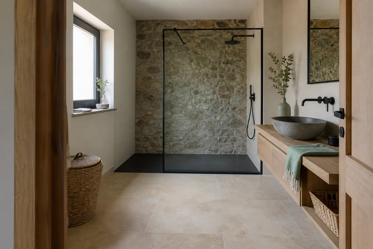 Douche à l'italienne et baignoire dans le golfe du Morbihan